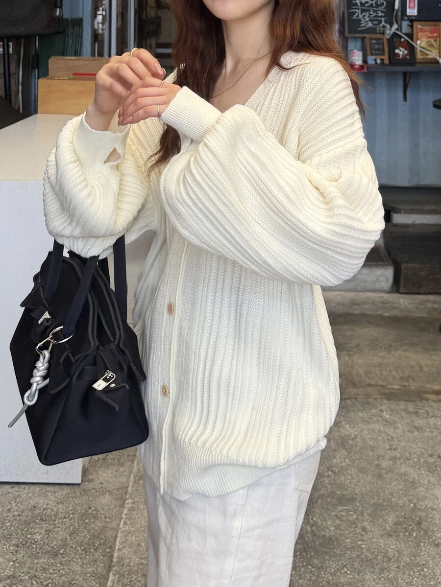 FRIFUL Women's Korean Style Solid Color Cardigan, Autumn Outfit - Beige - View 1