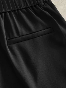 HIMLAND Men's Solid Color Pleated Casual Loose Fit Dress Pants Vacation Black Autumn - Black - View 5