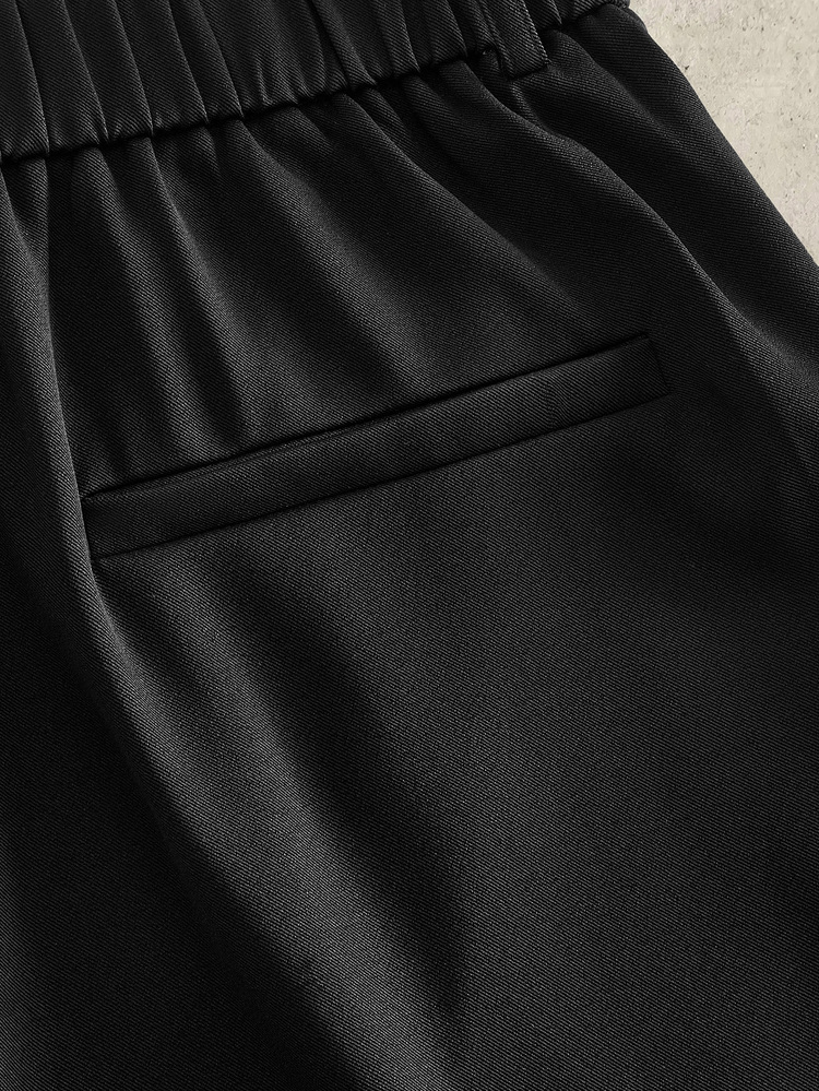 HIMLAND Men's Solid Color Pleated Casual Loose Fit Dress Pants Vacation Black Autumn - Black - View 5