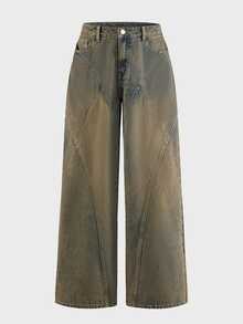 AXEPEAK Quần dài thời trang nam phong cách vintage giặt wash - Màu Khaki - Xem 5