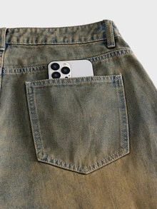 AXEPEAK Quần dài thời trang nam phong cách vintage giặt wash - Màu Khaki - Xem 7