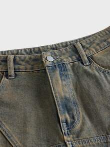 AXEPEAK Quần dài thời trang nam phong cách vintage giặt wash - Màu Khaki - Xem 8