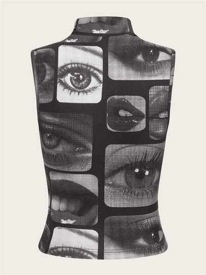SHEIN ICON Figure Graphic Mock Neck Tank Top