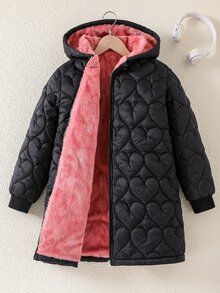 SHEIN 青少年女孩冬季外套 女孩保暖棉襖 防寒保暖 校園休閒戶外穿著 - 黑色 - 查看 9