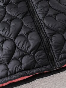 SHEIN 青少年女孩冬季外套 女孩保暖棉襖 防寒保暖 校園休閒戶外穿著 - 黑色 - 查看 3