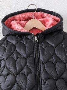SHEIN 青少年女孩冬季外套 女孩保暖棉襖 防寒保暖 校園休閒戶外穿著 - 黑色 - 查看 5