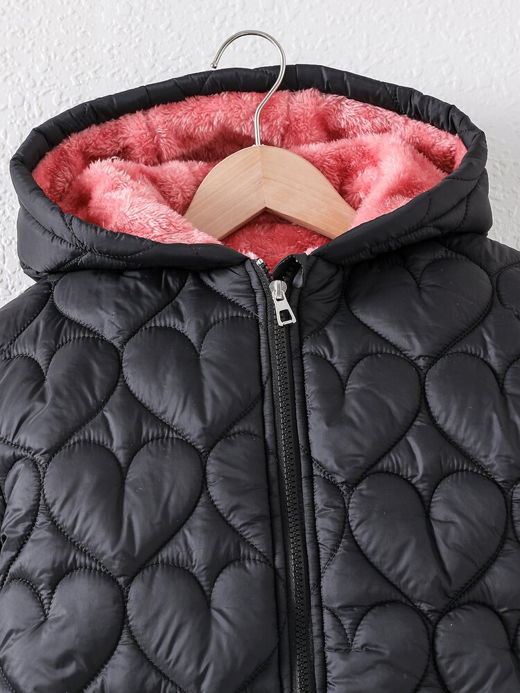 SHEIN Tween Girl Clothes Girls Winter Coat Coats For Girls Padded Coat Cold Weather School Casual Outdoor - Black - View 5