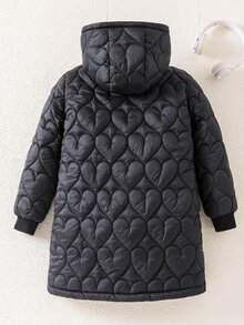 SHEIN 青少年女孩冬季外套 女孩保暖棉襖 防寒保暖 校園休閒戶外穿著 - 黑色 - 查看 8