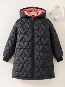 SHEIN 青少年女孩冬季外套 女孩保暖棉襖 防寒保暖 校園休閒戶外穿著 - 黑色 - 查看 7