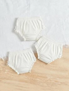 女婴针织休闲纯色弹力腰带打底裤 - 白色 - 查看 6
