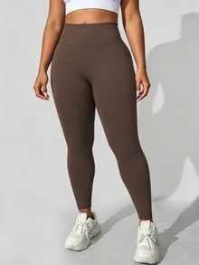 Solea Cove Legging Olahraga Wanita Ukuran Plus Tanpa Jahitan - Coffee Brown - View 5