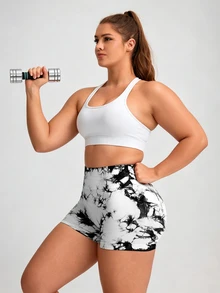 Solea Cove Seamless Plus Size Women's White Sports Shorts Gym Workout Summer Gym Pilates Gym Sports - Multicolor - View 7