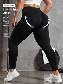Solea Cove Legging Olahraga Wanita Ukuran Plus Tanpa Jahitan - Hitam - View 1
