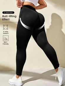 Solea Cove Legging Olahraga Wanita Ukuran Plus Tanpa Jahitan - Hitam - View 2