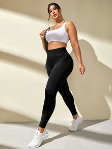 Solea Cove Legging Olahraga Wanita Ukuran Plus Tanpa Jahitan - Hitam - View 7