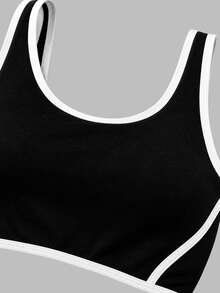 Sweetra Women Sports Bras Gym Workout Black And White Summer Modest Athleisure - Black and White - View 5