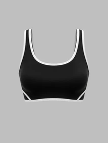 Sweetra Women Sports Bras Gym Workout Black And White Summer Modest Athleisure - Black and White - View 3