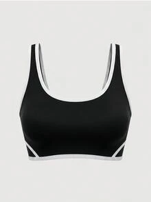 Sweetra Women Sports Bras Gym Workout Black And White Summer Modest Athleisure - Black and White - View 1