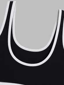 Sweetra Women Sports Bras Gym Workout Black And White Summer Modest Athleisure - Black and White - View 6