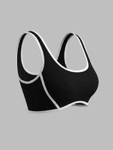 Sweetra Women Sports Bras Gym Workout Black And White Summer Modest Athleisure - Black and White - View 2