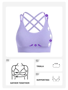 Slayform Slayform Minimalist Solid Color Seamless High Elasticity Sports Bra - Lilac Purple - View 6