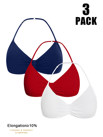 Velisys Velisys 3pcs Seamless Solid Color Casual Daily Sports Halter Neck Bras For Women