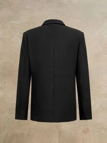 HIMLAND Men's Elegant Classy 3D Floral Decor Button Long Sleeve Jacket And Pants Suit Set Wedding Formal Black Summer - Black - View 7