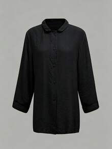 Swim Chiccia Women's Vacation Beach Loose Lightweight Sheer Kimono Cover-Up Shirt - Black - View 6