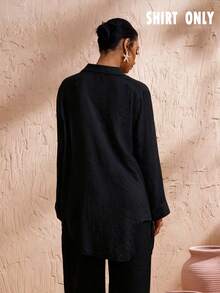 Swim Chiccia Women's Vacation Beach Loose Lightweight Sheer Kimono Cover-Up Shirt - Black - View 2