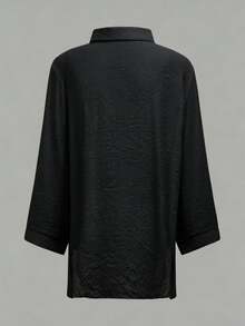 Swim Chiccia Women's Vacation Beach Loose Lightweight Sheer Kimono Cover-Up Shirt - Black - View 7