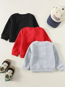 SHEIN Baby Boy Clothes Baby Boy Fall And Winter Clothes Outfit Set, Sweatshirts, 3pcs/Set Thermal Lined Thickened - Multicolor - View 2