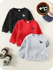 SHEIN Baby Boy Clothes Baby Boy Fall And Winter Clothes Outfit Set, Sweatshirts, 3pcs/Set Thermal Lined Thickened - Multicolor - View 5