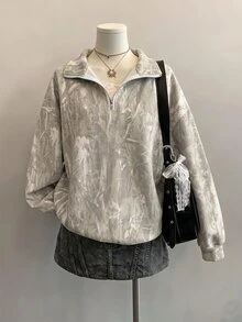 Attitoon 女款休閒半拉鍊寬鬆運動衫，Y2K風格，復古街頭風，適合日常通勤、約會、聚會，秋/冬、夏季，聖誕節、新年、感恩節、派對、婚禮、海灘、畢業典禮，優雅休閒外出穿搭 - 彩色 - 查看 8