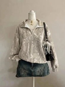 Attitoon 女款休閒半拉鍊寬鬆運動衫，Y2K風格，復古街頭風，適合日常通勤、約會、聚會，秋/冬、夏季，聖誕節、新年、感恩節、派對、婚禮、海灘、畢業典禮，優雅休閒外出穿搭 - 彩色 - 查看 7