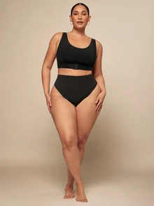SHEIN BAE CURVE Plus Size Seamless Front Closure Adjustable Camisole Bra - Black - View 4