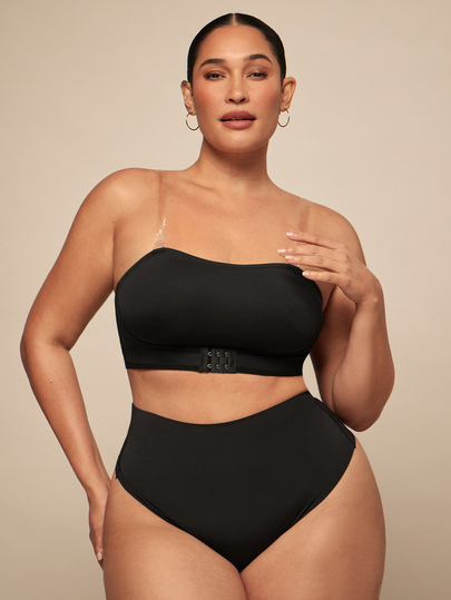 SHEIN BAE CURVE 女士加大码无线舒适全覆盖文胸，带多个纽扣，1 件