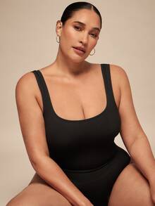 SHEIN BAE CURVE 大码女式无缝腰部束身衣，带丁字裤，塑身衣 - 黑色 - 查看 7