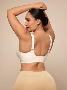 SHEIN BAE CURVE 大码女士无缝凝胶条柔软支撑无钢圈文胸，带模压罩杯 - 珊瑚粉 - 查看 2