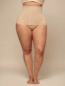 SHEIN BAE CURVE Plus Size Women'S High Waist Tummy Control Shaping Panties - Apricot - View 4