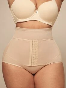 SHEIN BAE CURVE Plus Size Women'S High Waist Tummy Control Shaping Panties - Apricot - View 1