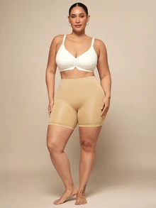 SHEIN BAE CURVE 1 PC Plus Size Women Soft Support Seamless Wireless Sports Bra - White - View 3
