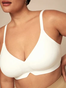 SHEIN BAE CURVE 1 PC Plus Size Women Soft Support Seamless Wireless Sports Bra - White - View 4