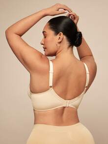 SHEIN BAE CURVE 2 件大码女士纯色舒适文胸带钢圈内衣套装托腹 - 彩色 - 查看 2