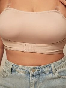 SHEIN BAE CURVE 女士加大码舒适无钢圈全封闭文胸，1 件 - 棕色 - 查看 6