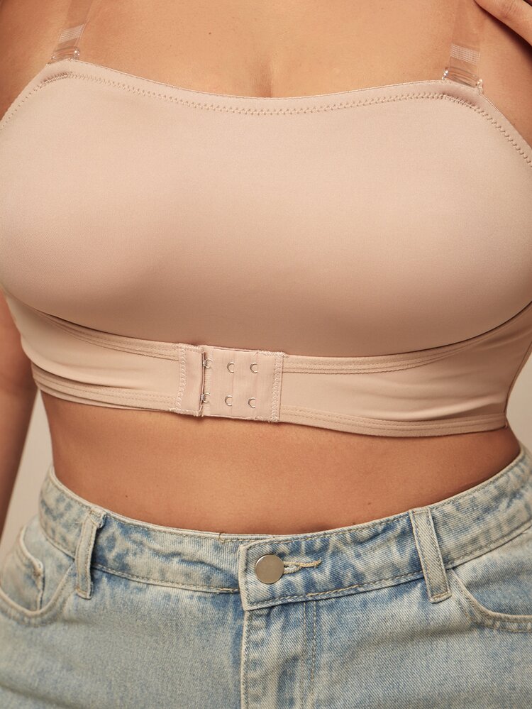 SHEIN BAE CURVE 女士加大码舒适无钢圈全封闭文胸，1 件 - 棕色 - 查看 6