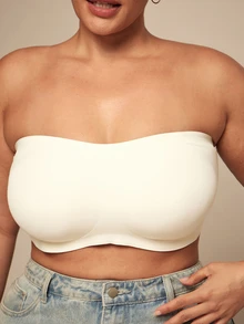 SHEIN BAE CURVE Sexy Strapless Plus Size Women's Lingerie - Apricot - View 1