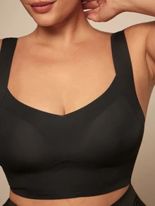 SHEIN BAE CURVE Comfortable Plus Size Bra, Can Be Worn Outside, Lifts And Shapes, Seamless - Black - View 4