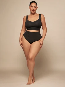 SHEIN BAE CURVE Comfortable Plus Size Bra, Can Be Worn Outside, Lifts And Shapes, Seamless - Black - View 5