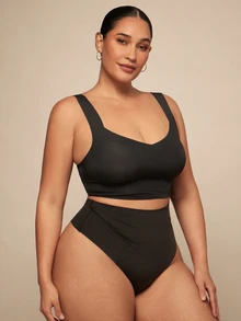 SHEIN BAE CURVE Comfortable Plus Size Bra, Can Be Worn Outside, Lifts And Shapes, Seamless - Black - View 8