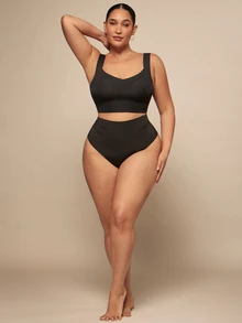 SHEIN BAE CURVE Comfortable Plus Size Bra, Can Be Worn Outside, Lifts And Shapes, Seamless - Black - View 6